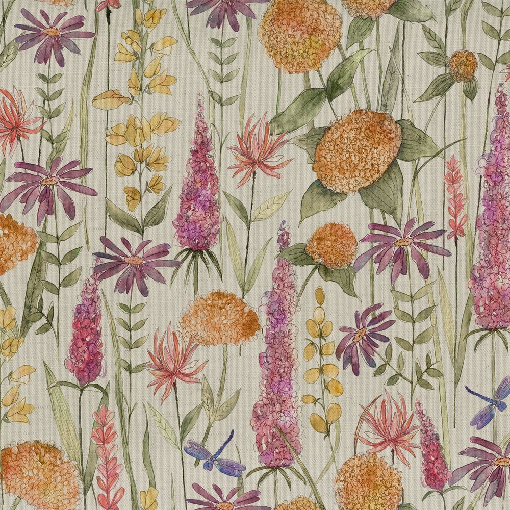 Florabunda Russet Linen Fabric by Voyage Decoration - Britannia Rose