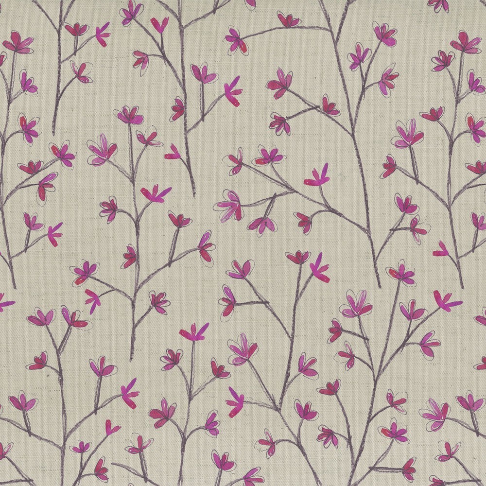 Ophelia Fushcia Linen Fabric by Voyage Decoration