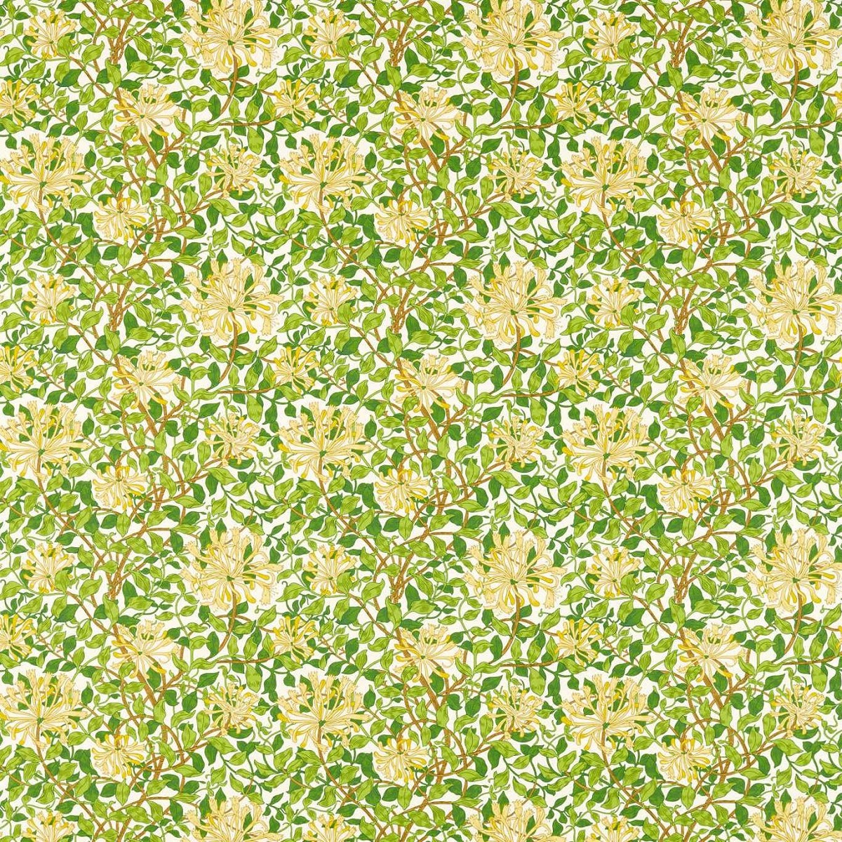 Honeysuckle Cream/Chocolate Fabric by William Morris & Co.