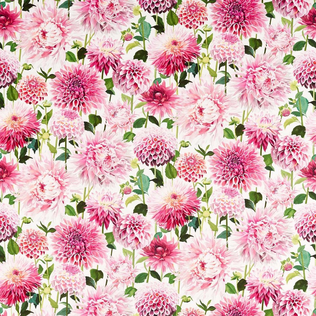 Dahlia Blossom/Emerald/New Beginnings Fabric by Harlequin