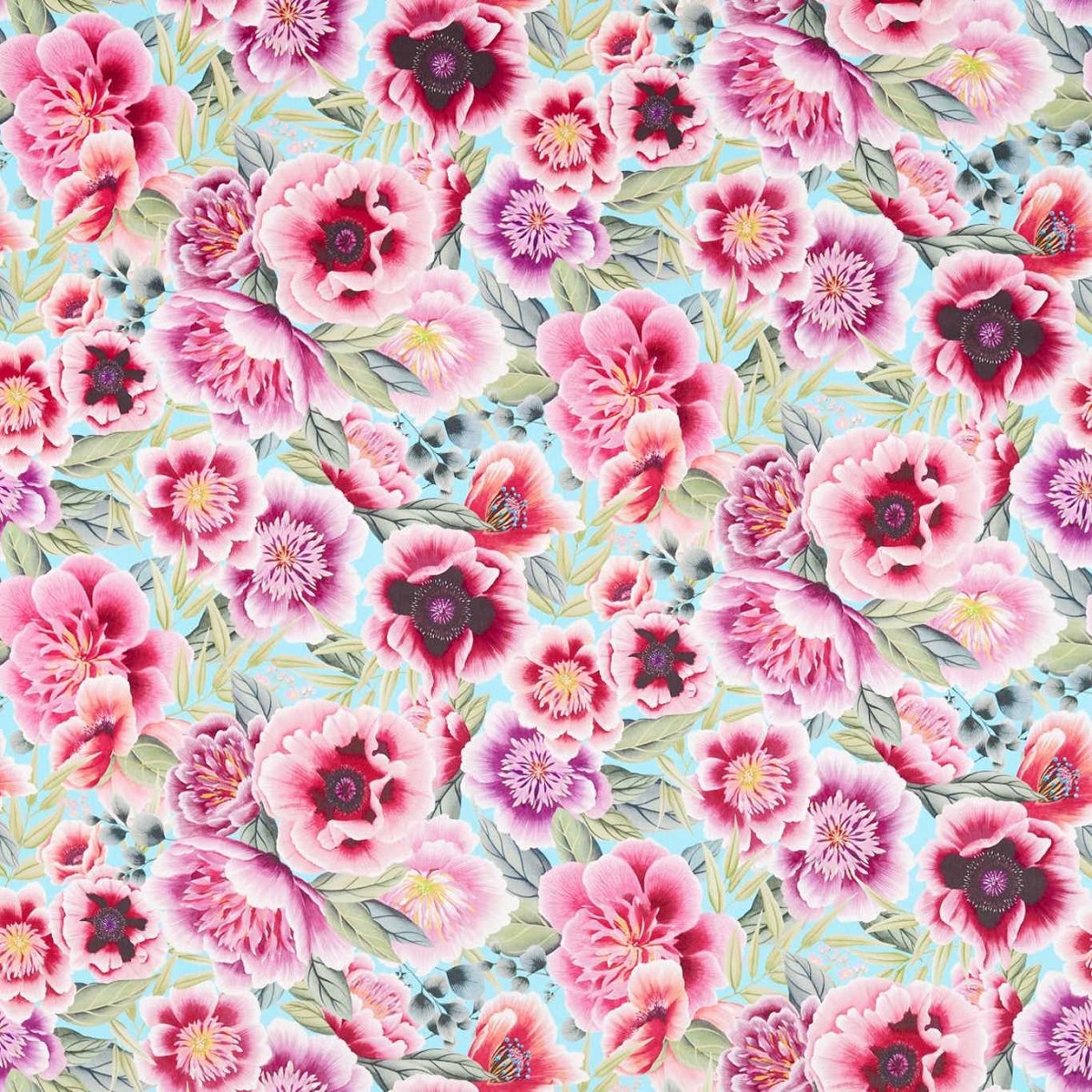 Marsha Aqua/Peony/Magenta Fabric by Harlequin