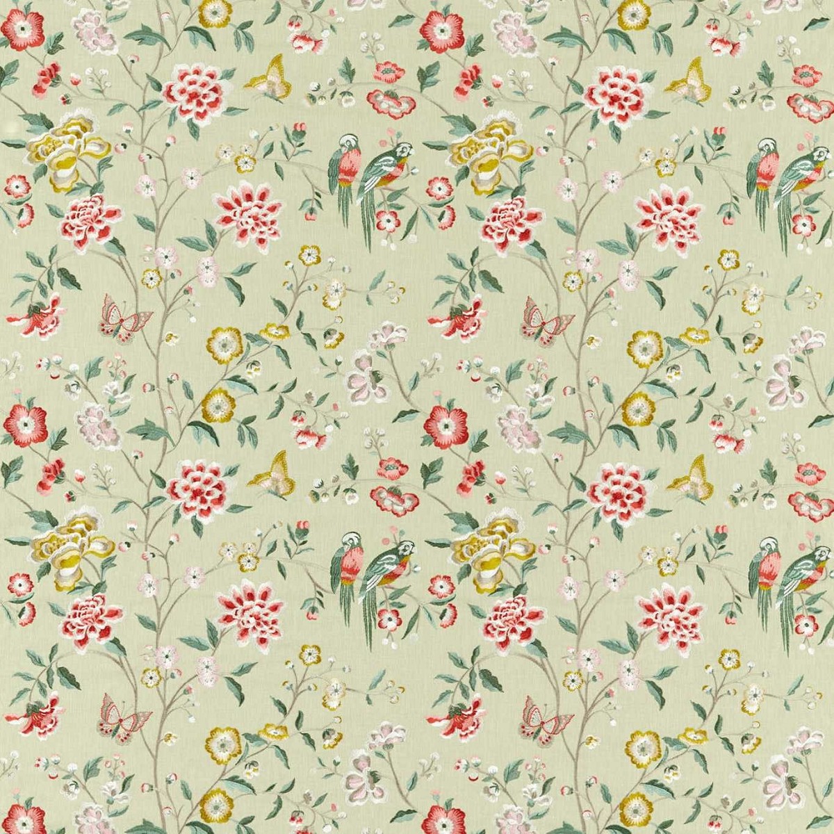 Chinoiserie Hall Bamboo & Rose Fabric by Sanderson