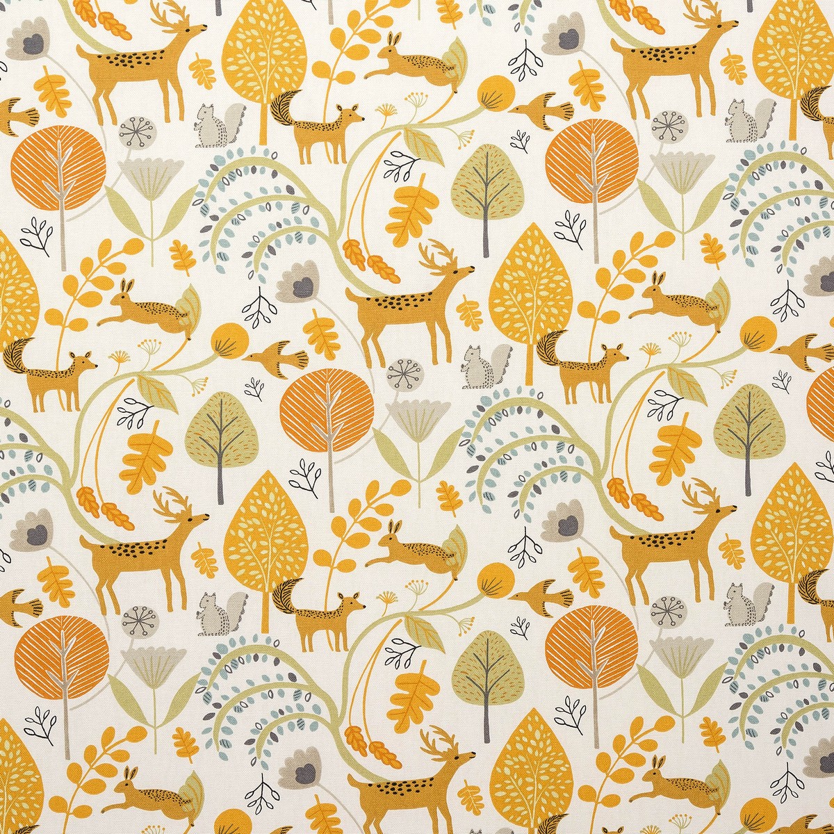 Scandi Woodland Ochre Fabric by Fryetts