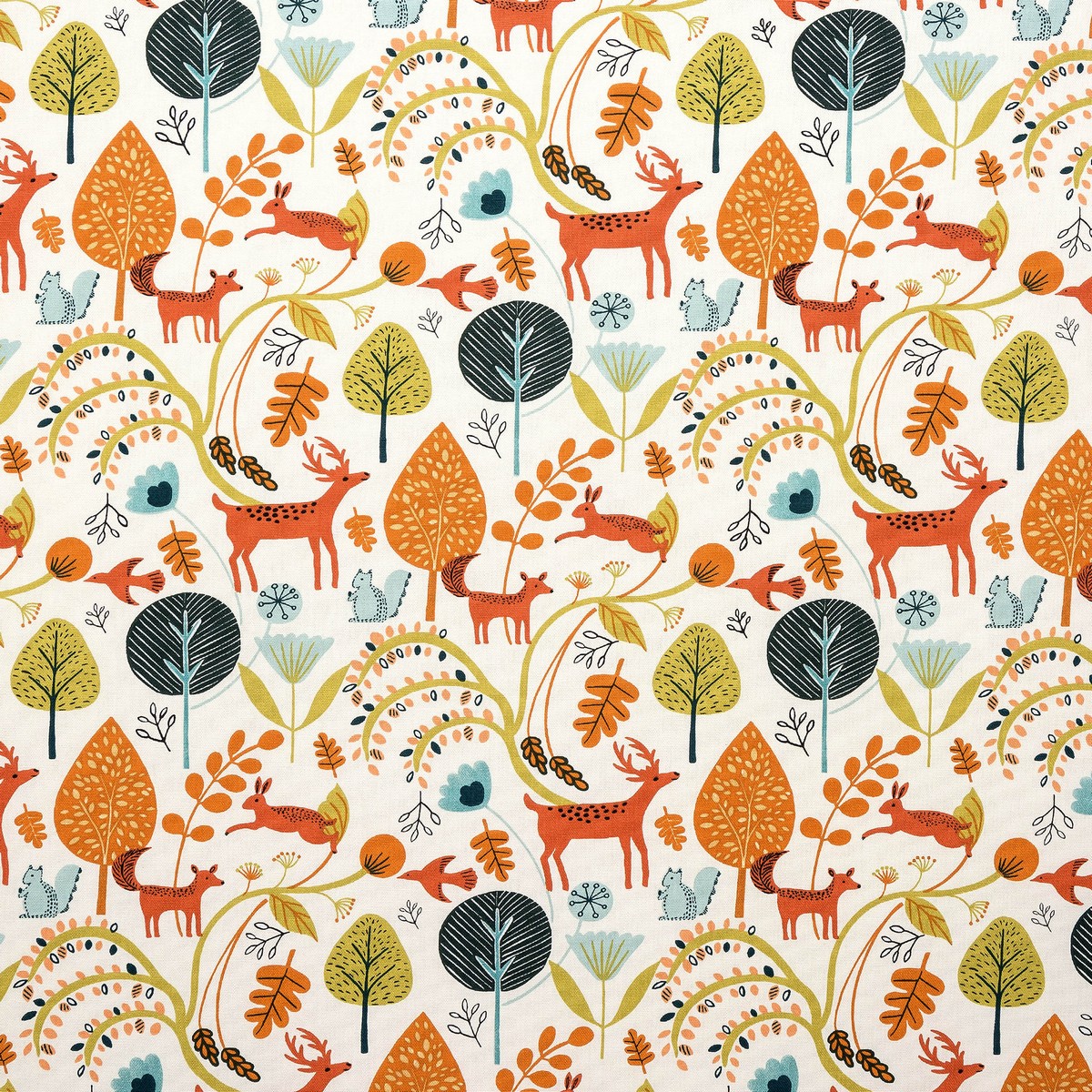 Scandi Woodland Burnt Orange Fabric by Fryetts