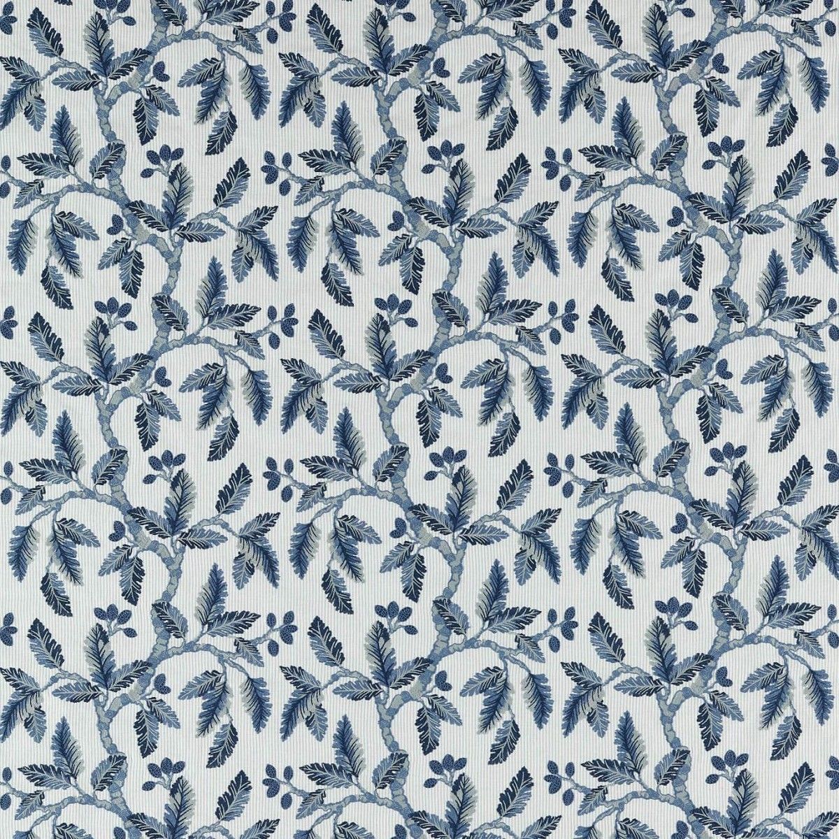 Oaknut Stripe Indigo/Multi Fabric by Sanderson