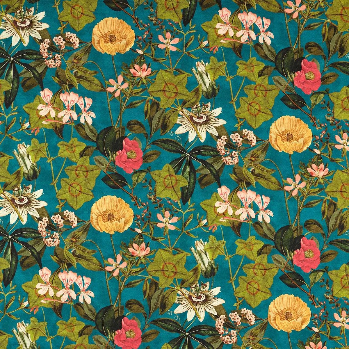 Passiflora Outdoor Kingfisher Fabric by Clarke & Clarke