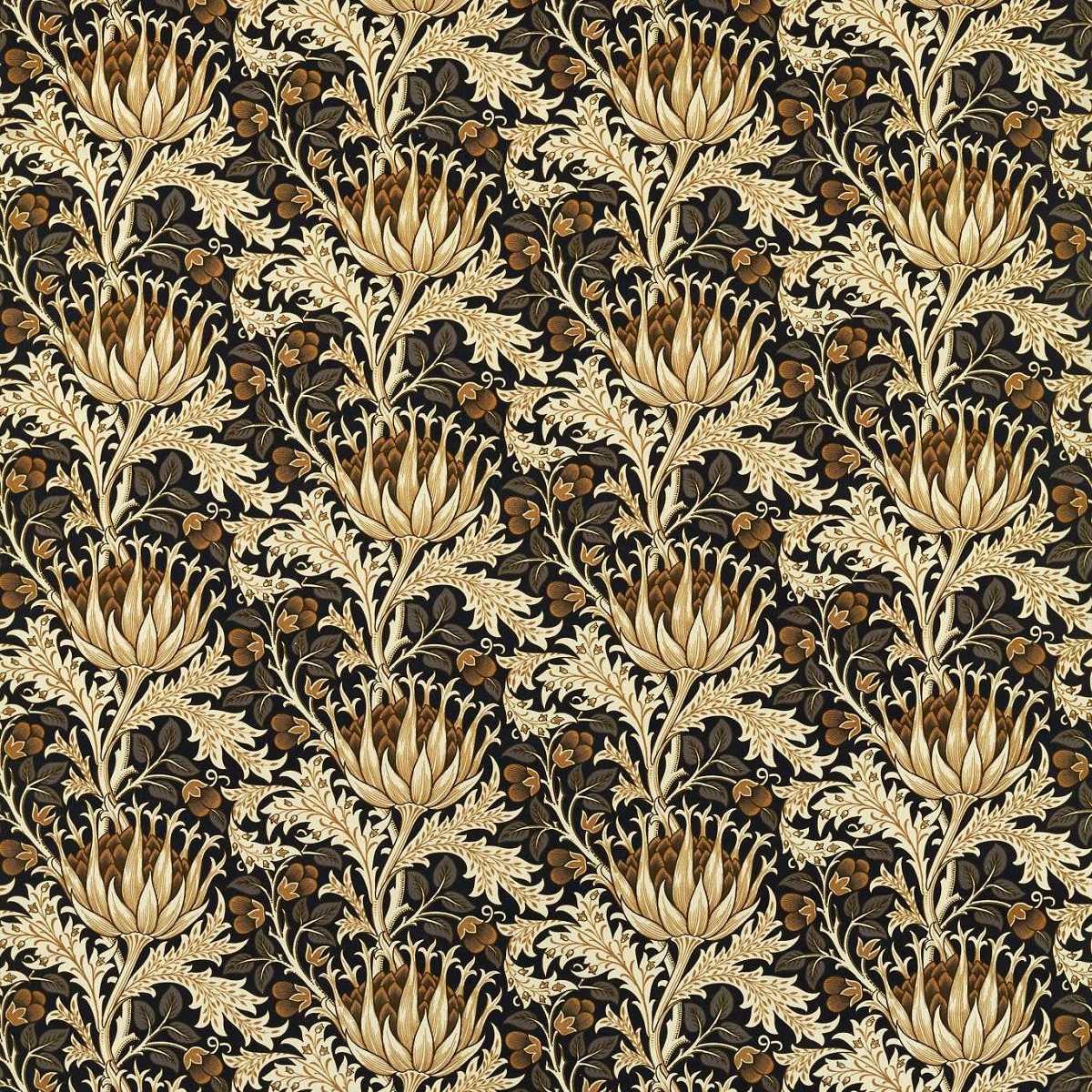Artichoke Velvet Midnight/Pearwood Fabric by William Morris & Co.