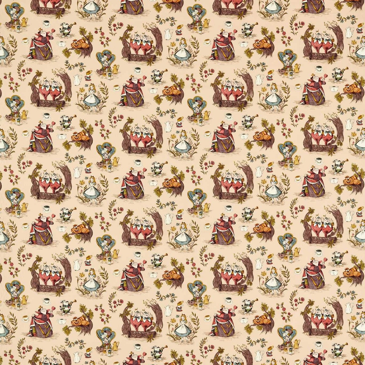 Alice In Wonderland Caramel Fabric by Sanderson