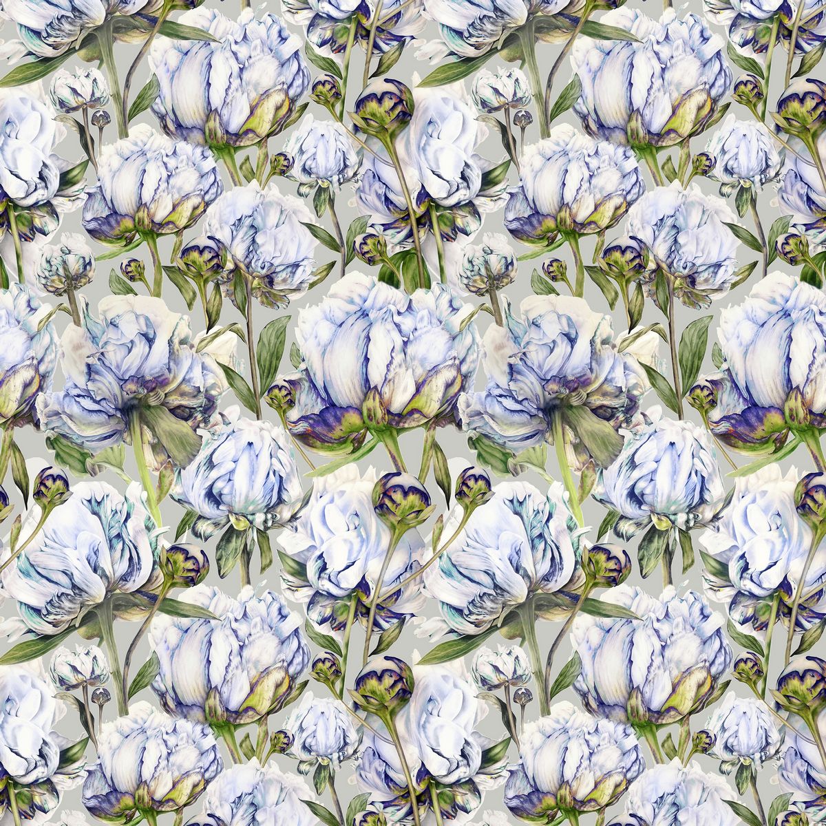 Heligan Cornflower Silver Fabric by Voyage Maison
