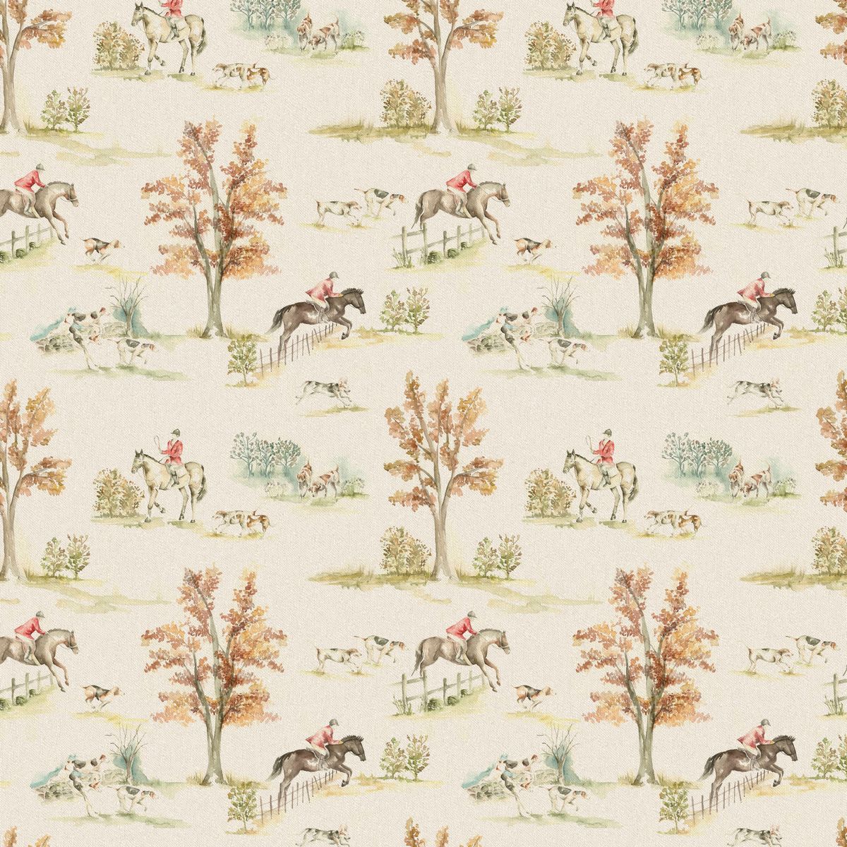 Horse And Hound Linen Fabric by Voyage Maison