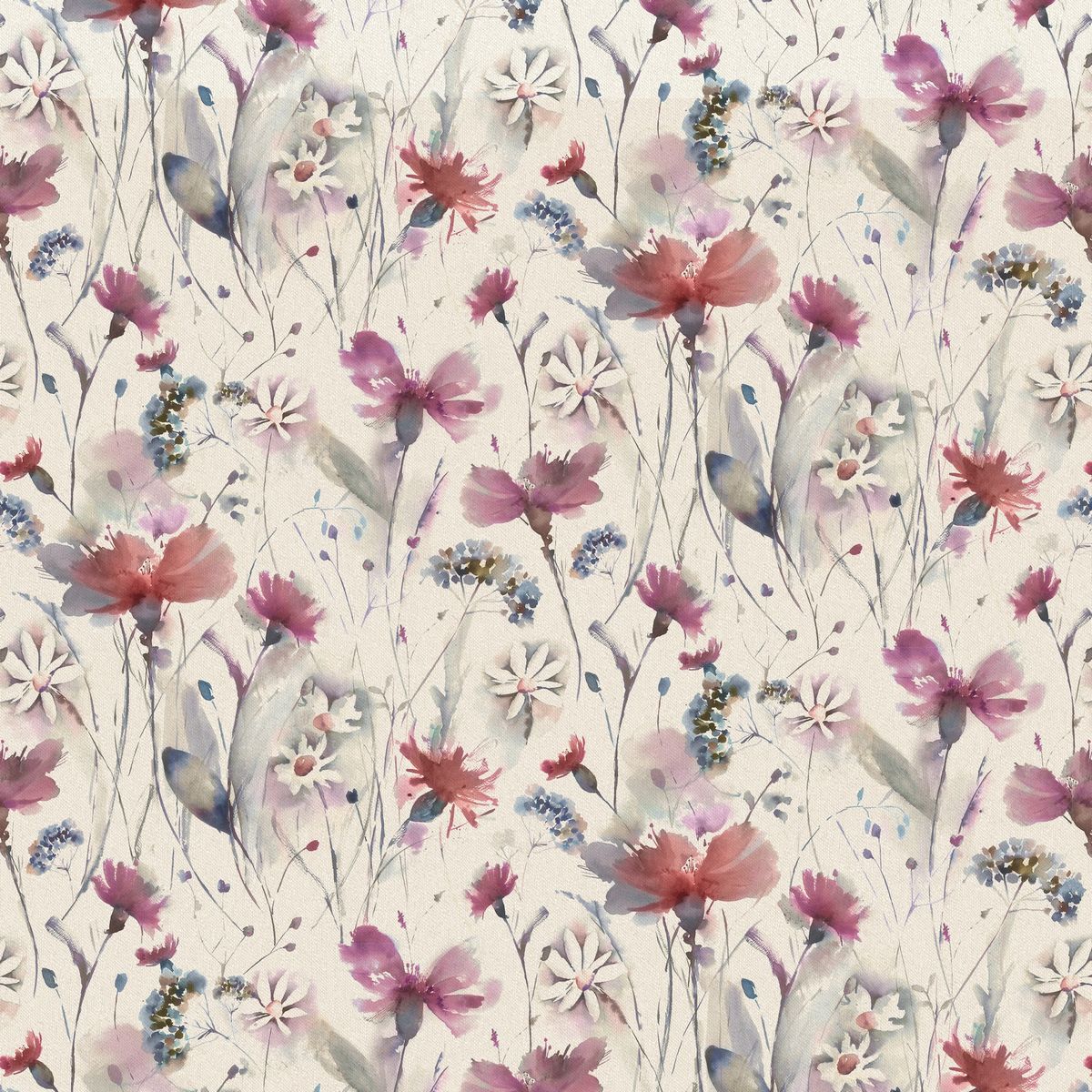 Olearia Linen Fuchsia Fabric by Voyage Maison