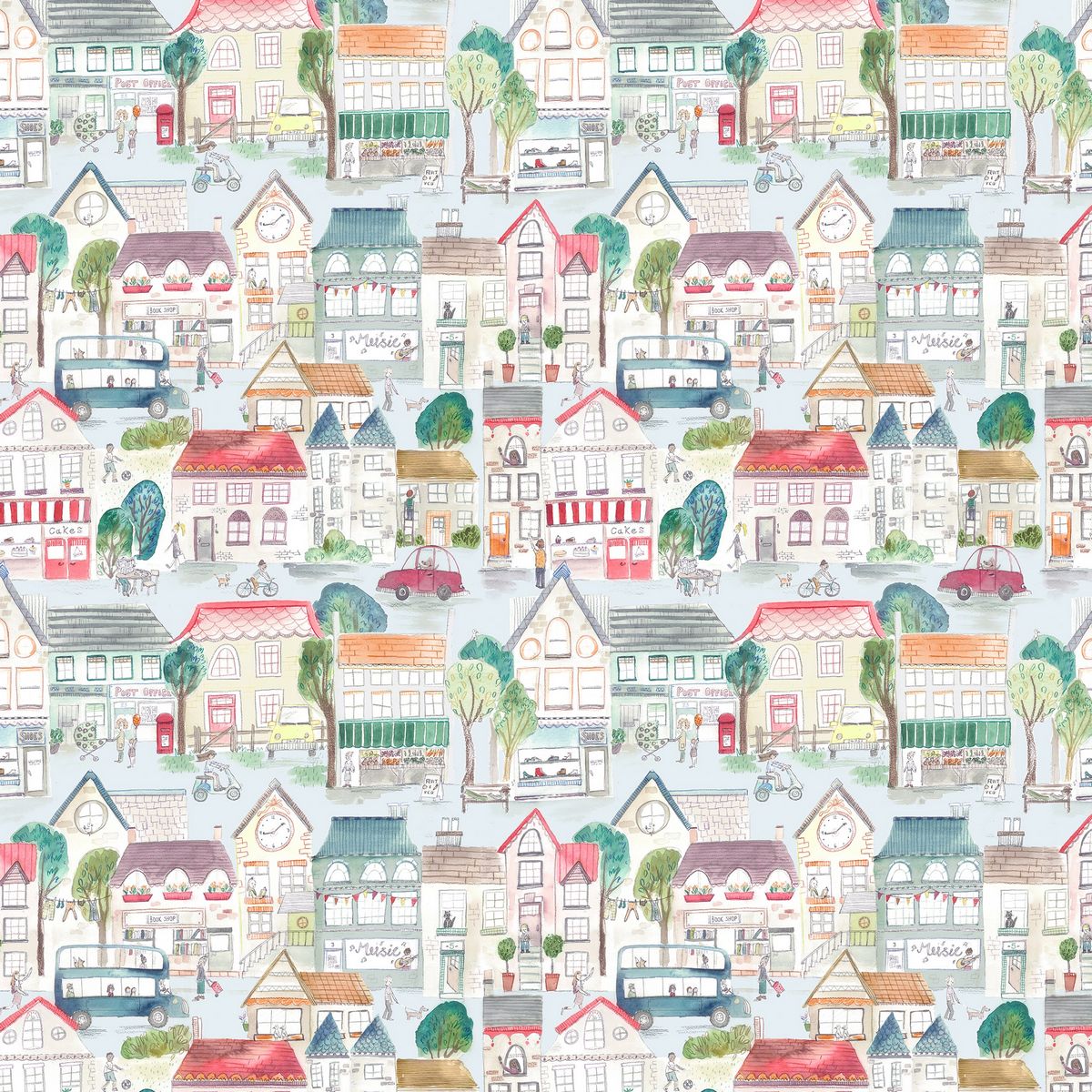 Village Streets Primary Fabric by Voyage Maison