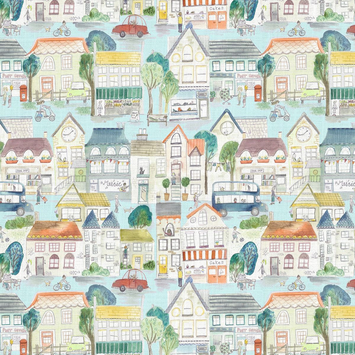 Village Streets Sunburst Fabric by Voyage Maison