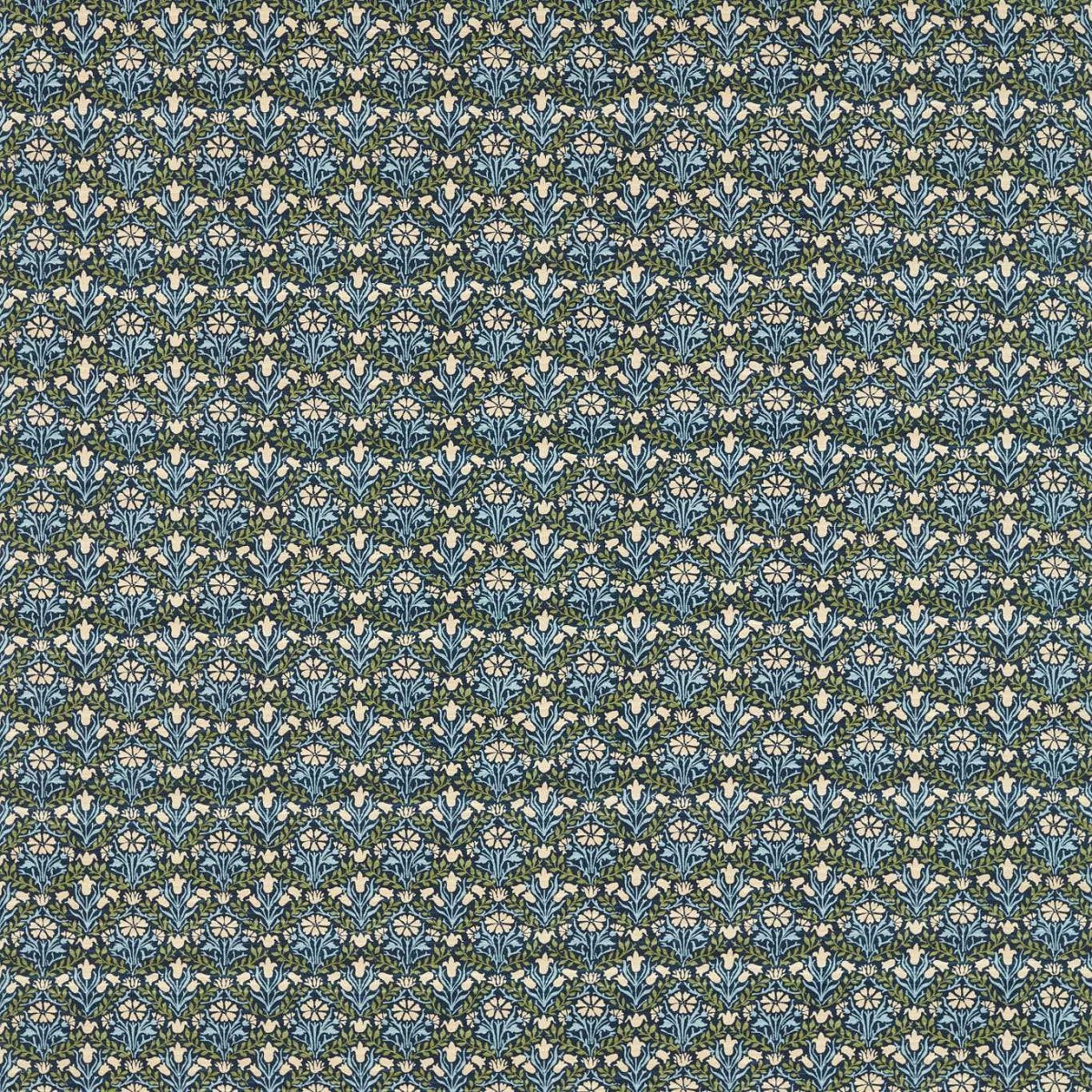 Bellflowers Indigo/Thyme Fabric by William Morris & Co.