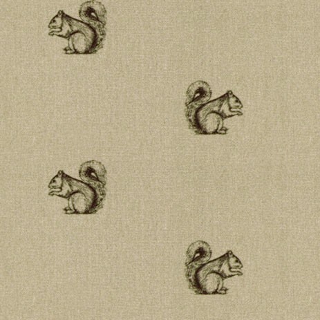 Cyril Squirrel Black Linen Fabric by Art Of The Loom