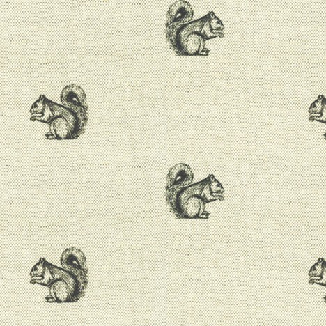 Cyril Squirrel Black Natural Fabric by Art Of The Loom