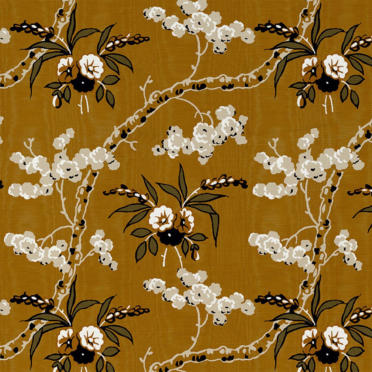 Emilys Bouquet Gold Fabric by Art Of The Loom