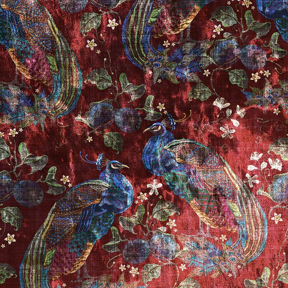 Peacock Opulence Cranberry Fabric by Utopia