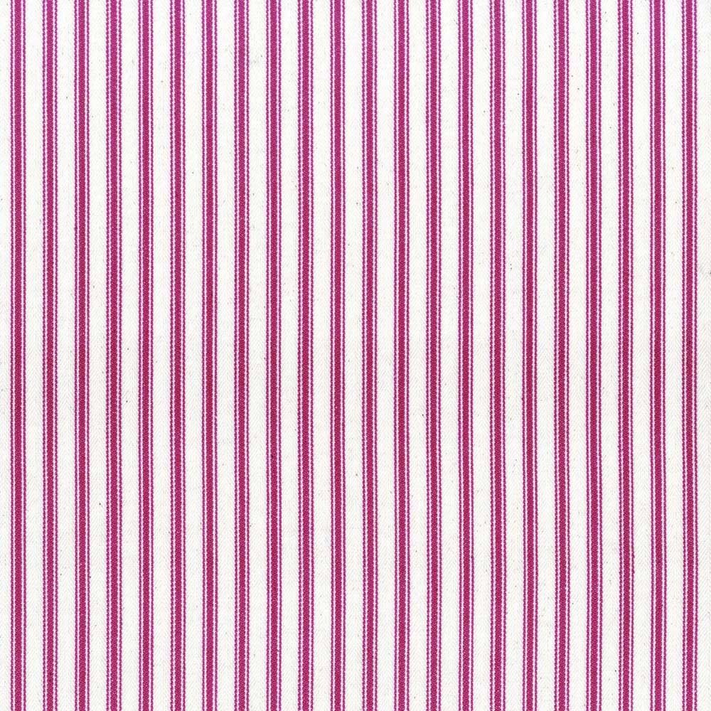 Ticking Stripe 1 Cerise Fabric by Ian Mankin