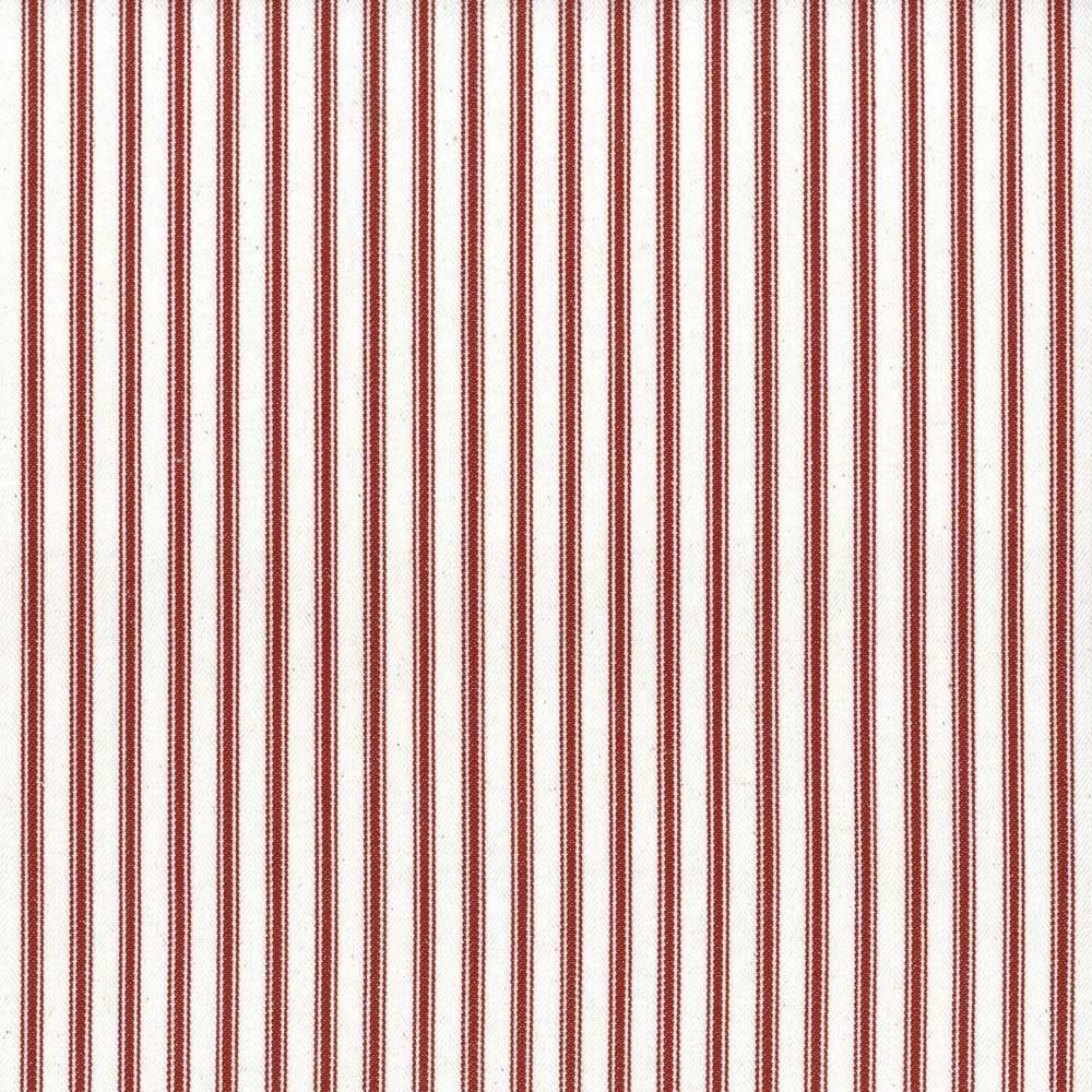 Ticking Stripe 1 Crimson Fabric by Ian Mankin