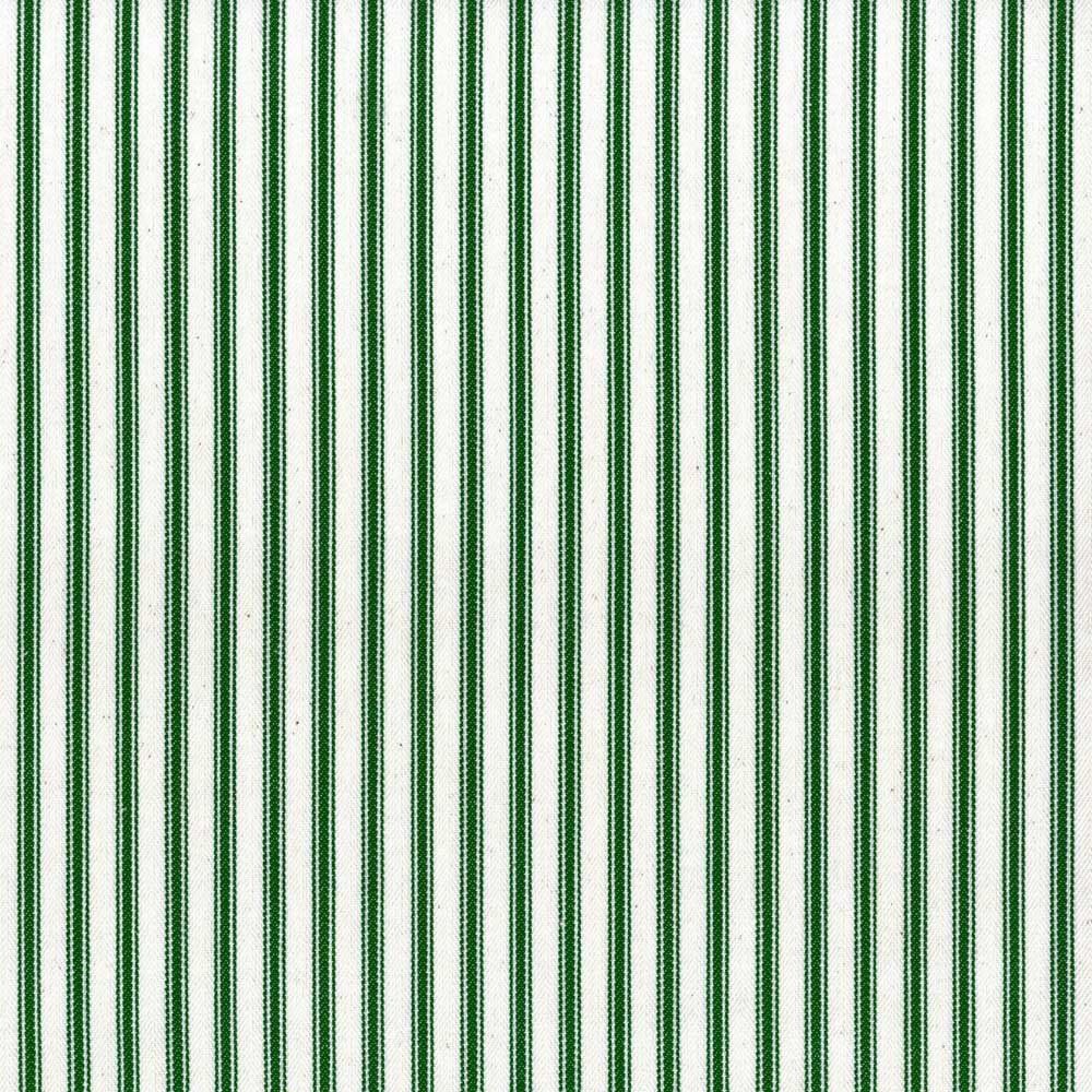 Ticking Stripe 1 Racing Green Fabric by Ian Mankin