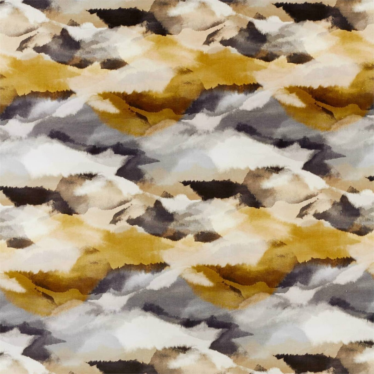 Minako Gold / Charcoal Fabric by Harlequin