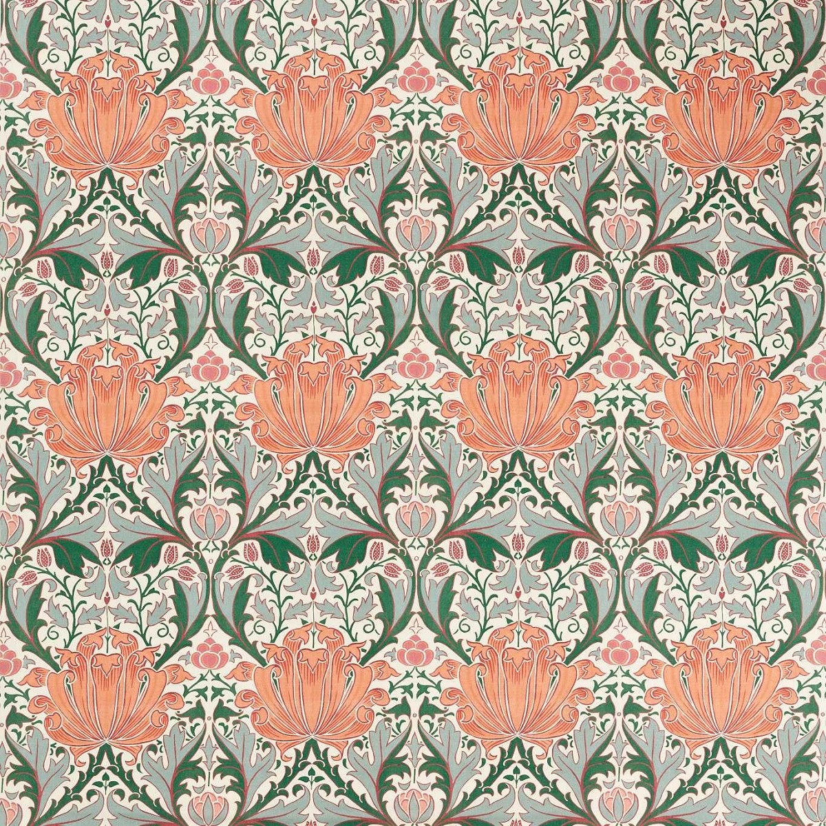 Helena Peach/Teal Fabric by William Morris & Co.