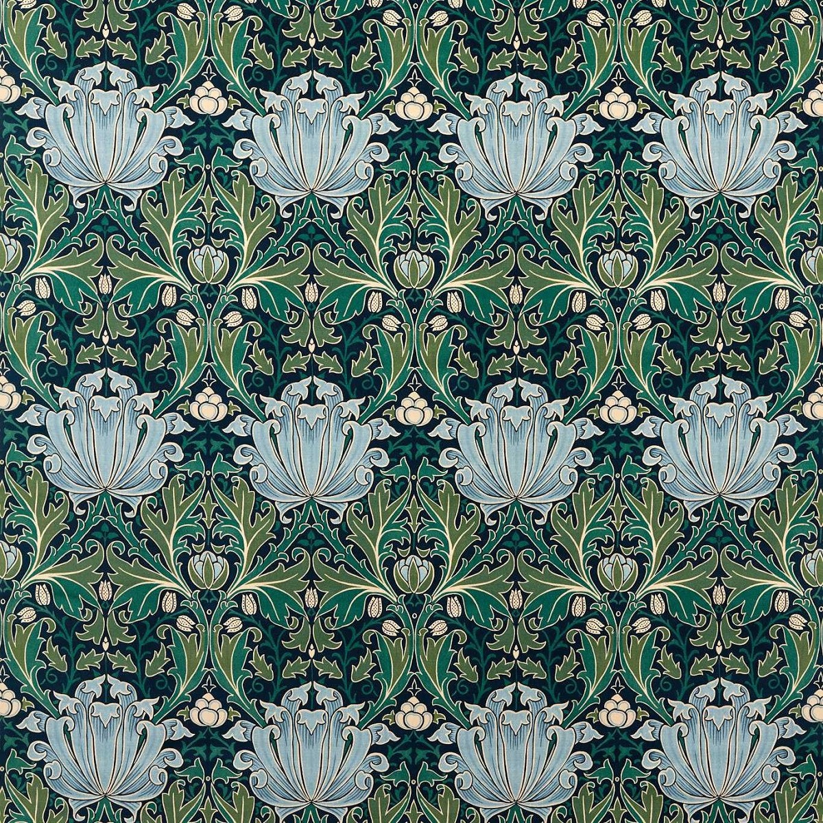 Helena Velvet Indigo/Boughs Fabric by William Morris & Co.