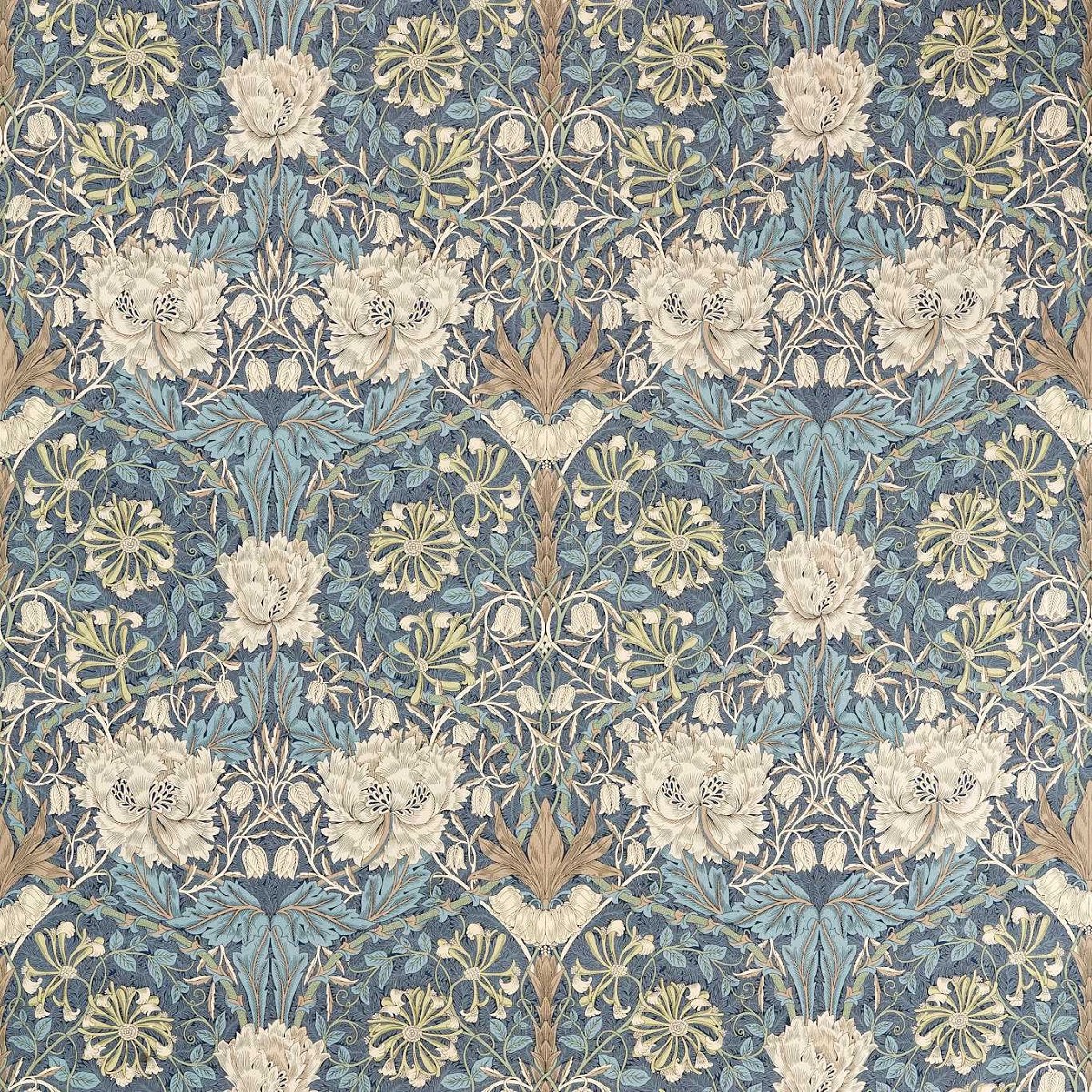 Honeysuckle & Tulip Woad/Thyme Fabric by William Morris & Co.