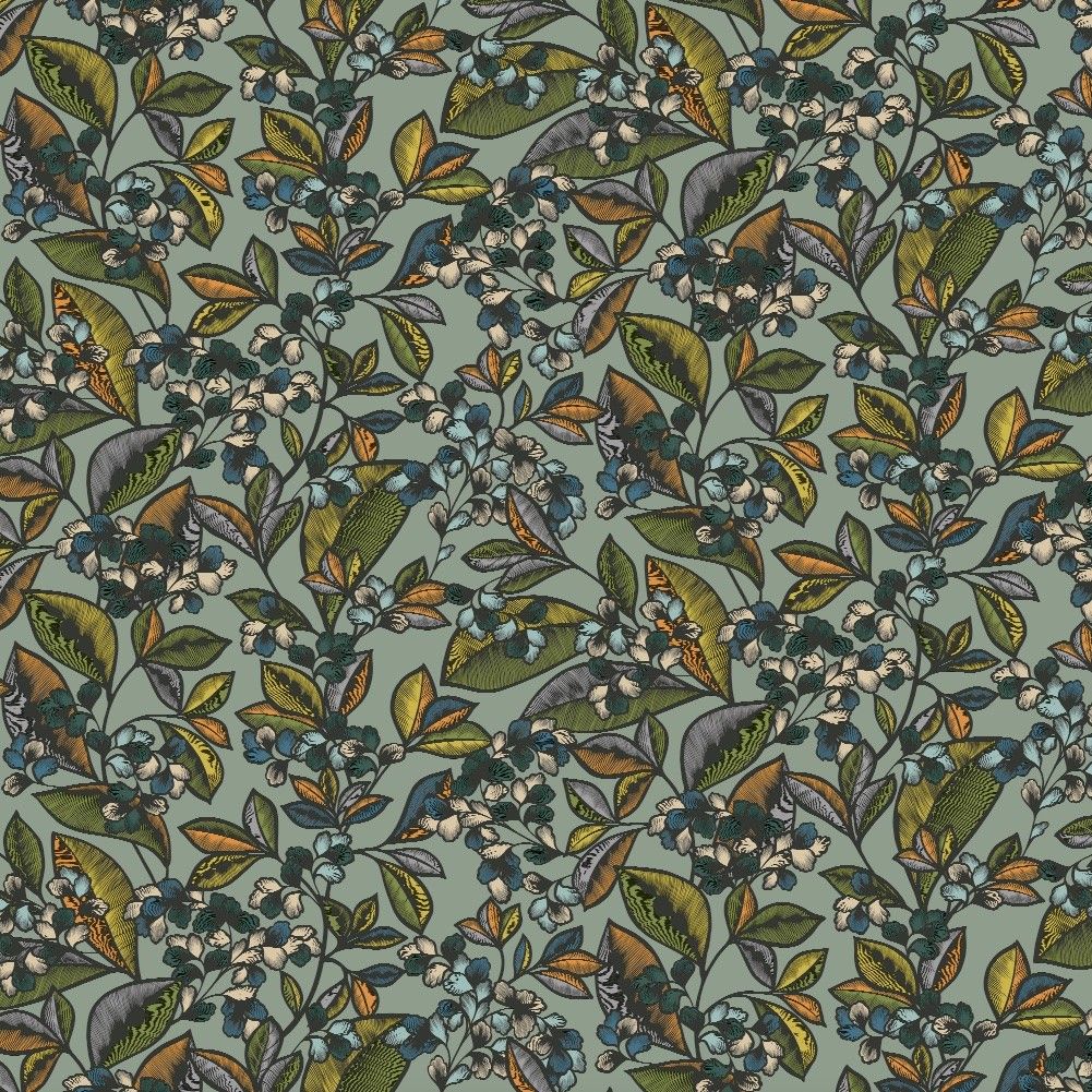 Walled Garden Duck Egg Fabric by Edinburgh Weavers