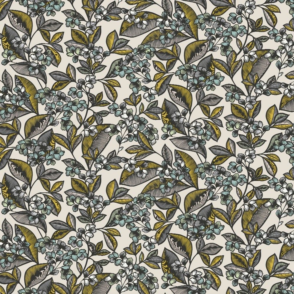 Walled Garden Lemon Fabric by Edinburgh Weavers