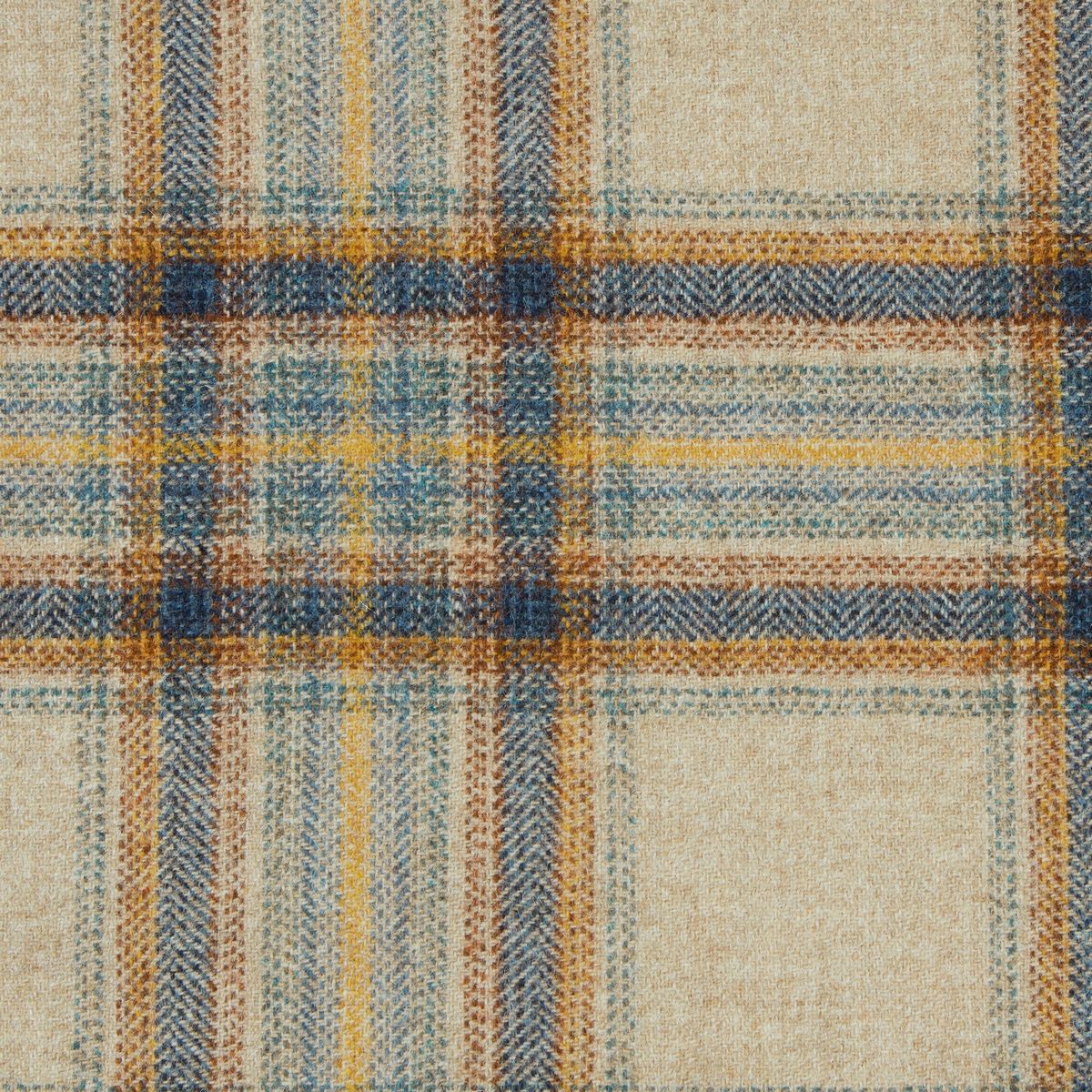 Wentworth Check Natural Denim Fabric by Abraham Moon
