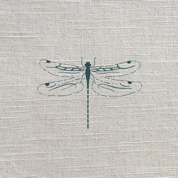 Dragonfly Teal Linen Fabric by Sophie Allport