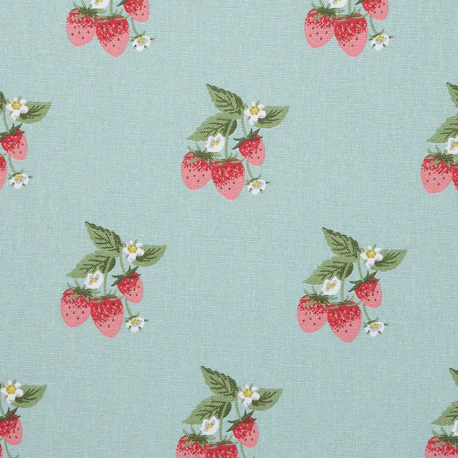 Strawberries Blue Fabric by Sophie Allport