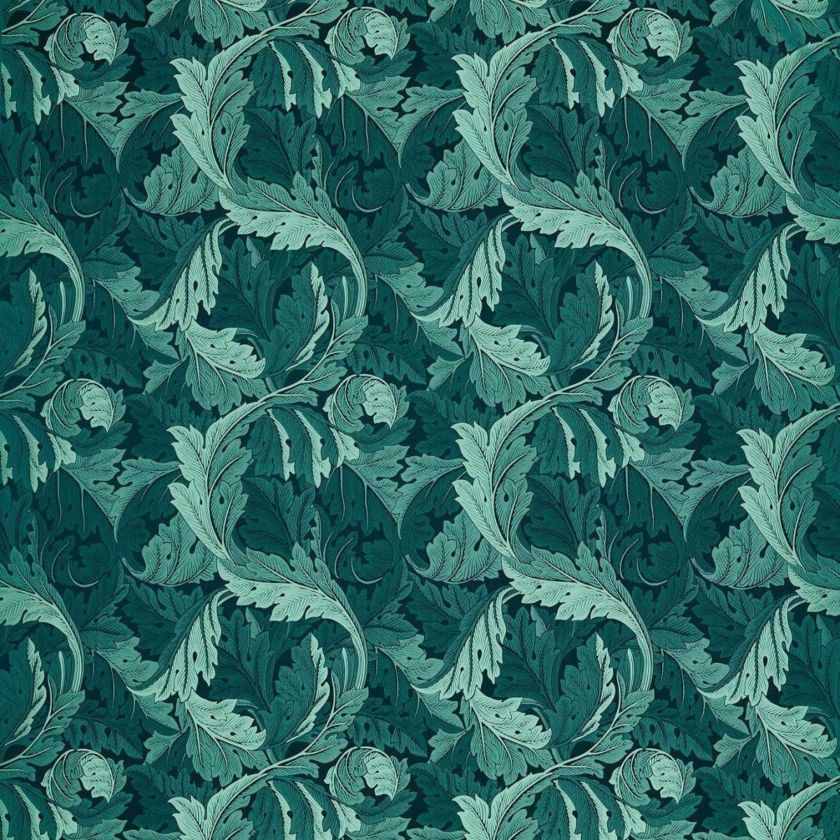 Acanthus Jacquard Teal Fabric by Clarke & Clarke