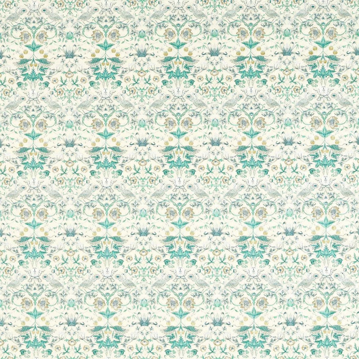 Strawberry Thief Embroidery Teal Fabric by Clarke & Clarke