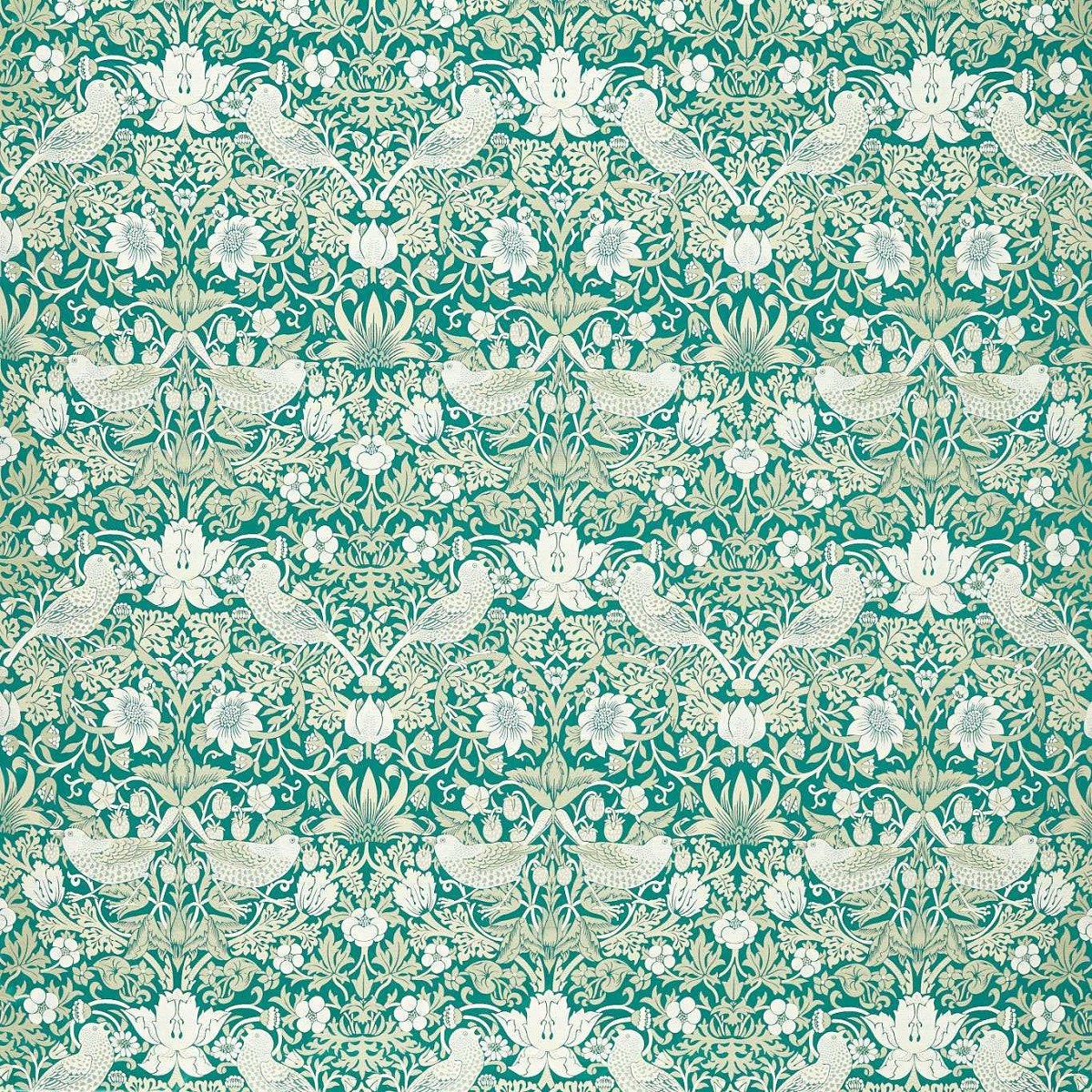 Strawberry Thief Jacquard Teal Fabric by Clarke & Clarke