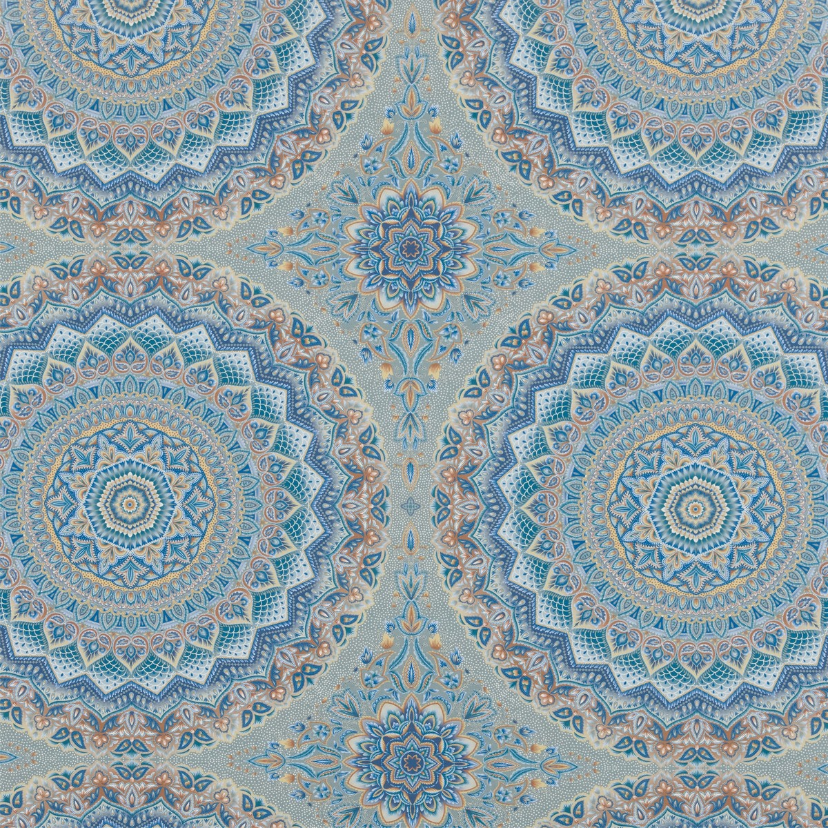 Quetta Marine Blue Fabric by Beaumont Textiles