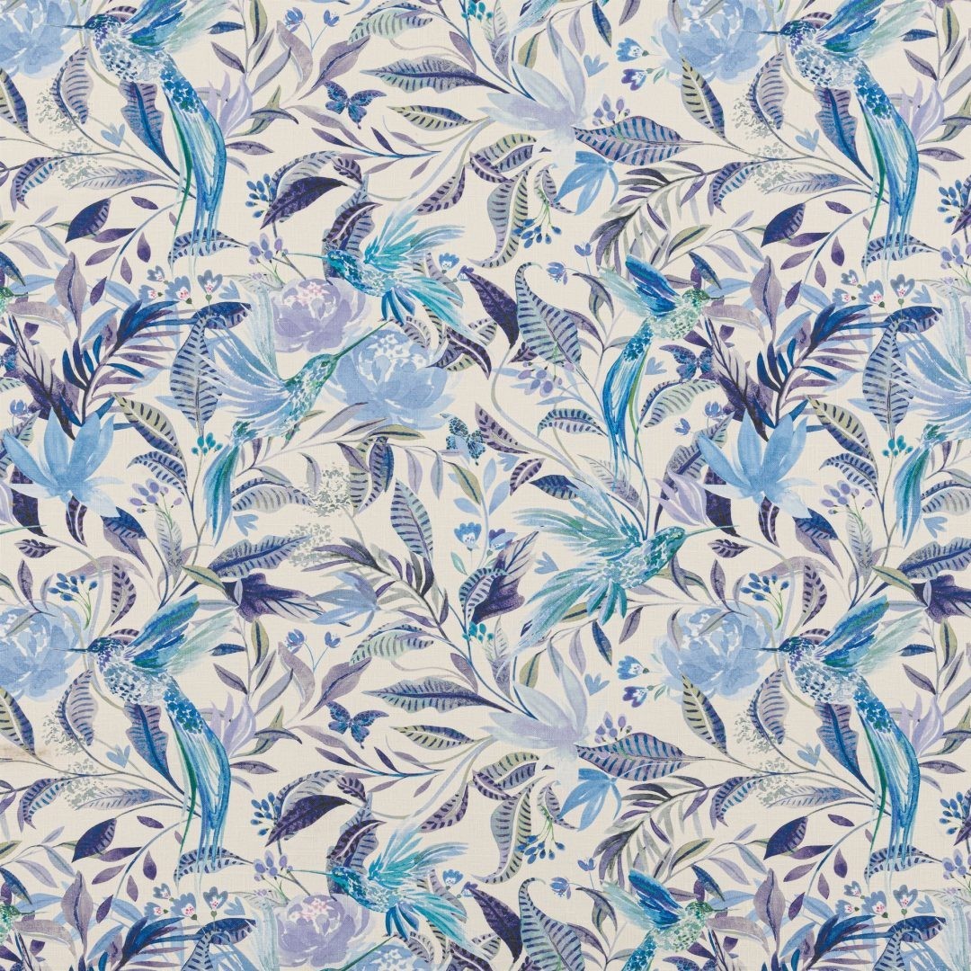 Hummingbird Azure Fabric by Beaumont Textiles