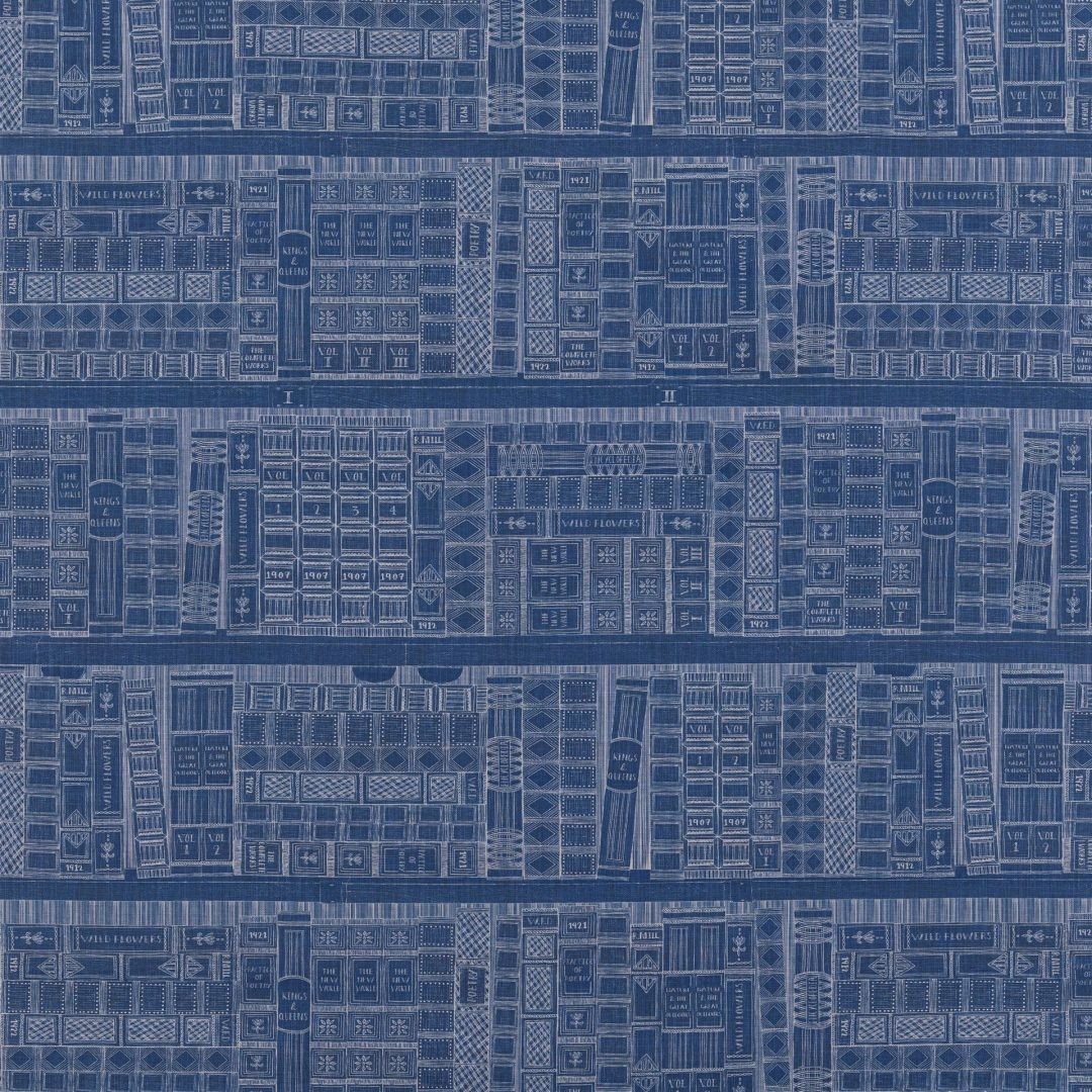 Library Indigo Fabric by Beaumont Textiles