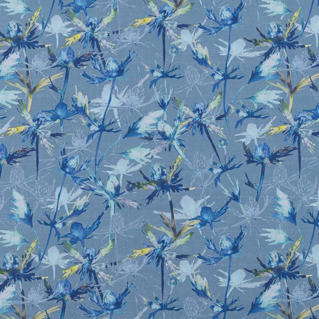 Thistle Cobalt Fabric by Beaumont Textiles