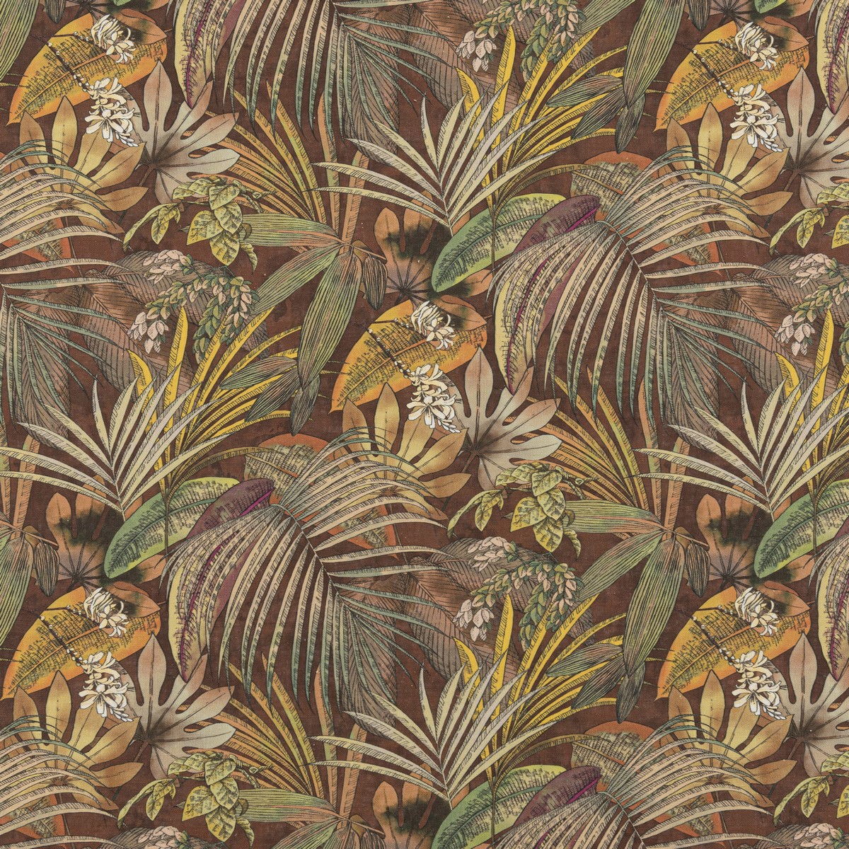 Padang Palm Copper Fabric by Beaumont Textiles