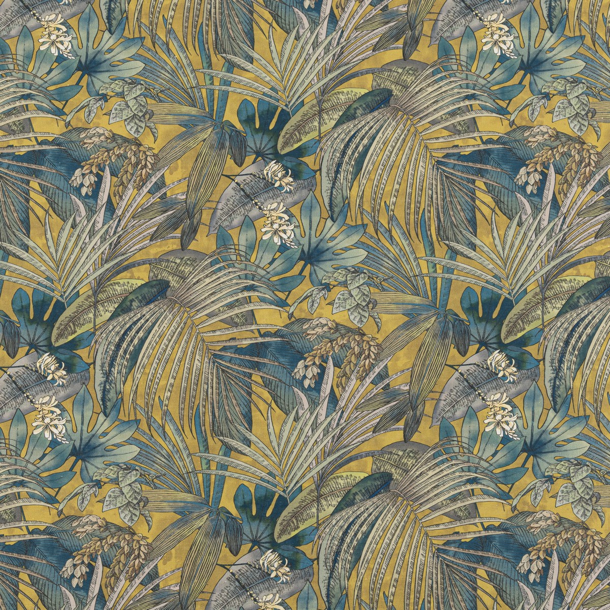 Padang Palm Mustard Fabric by Beaumont Textiles