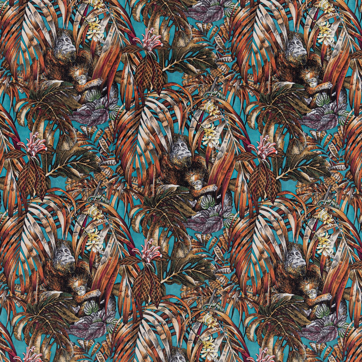 Sumatra Teal Fabric by Beaumont Textiles