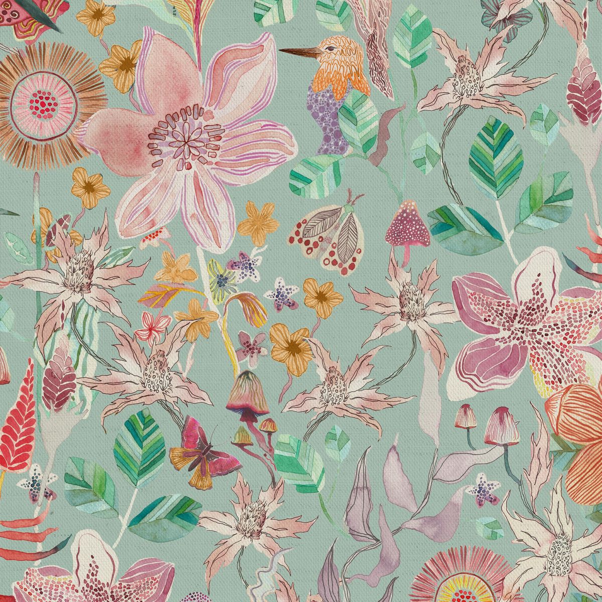 Primrose Duck Egg Blue Fabric by Voyage Maison