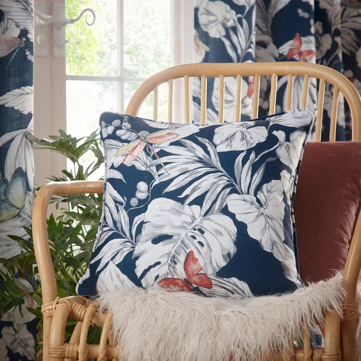 Flutur Midnight Cushion Fabric by Studio G