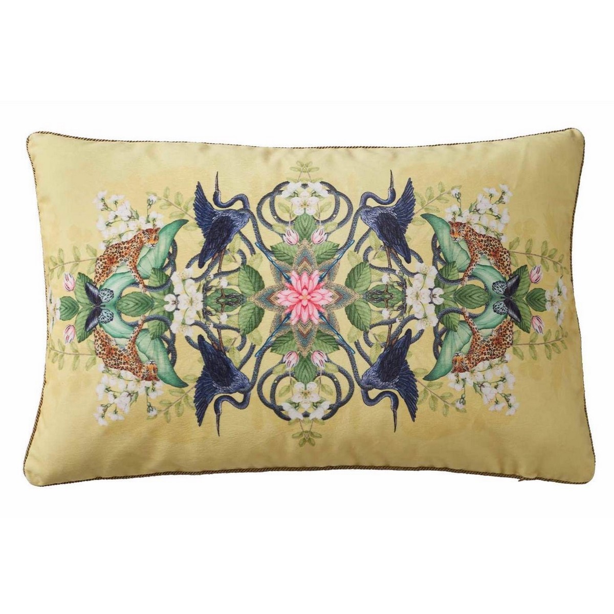 Wonderlust Tea Story Citron Cushion Fabric by Wedgwood