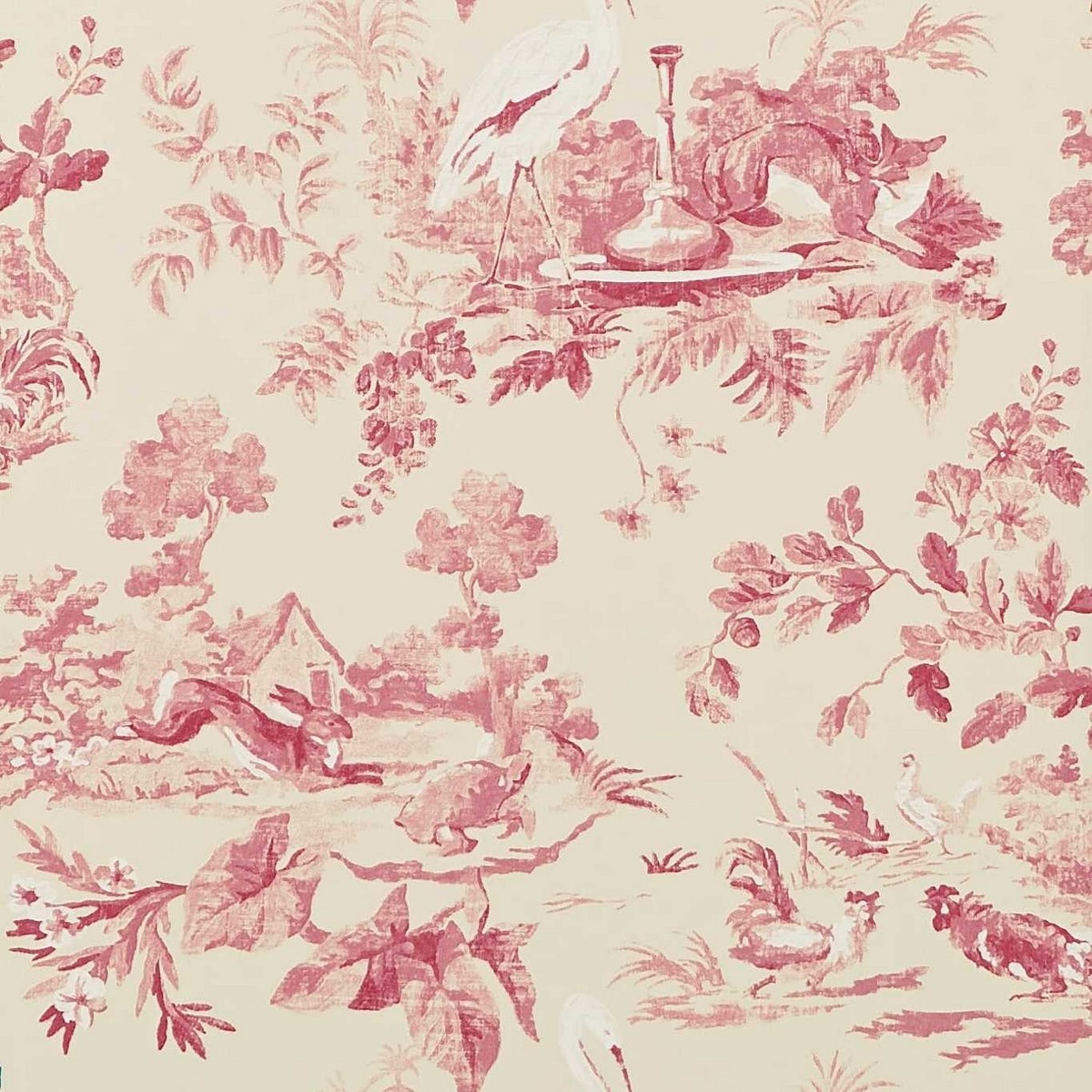 Aesops Fables Pink Fabric by Sanderson