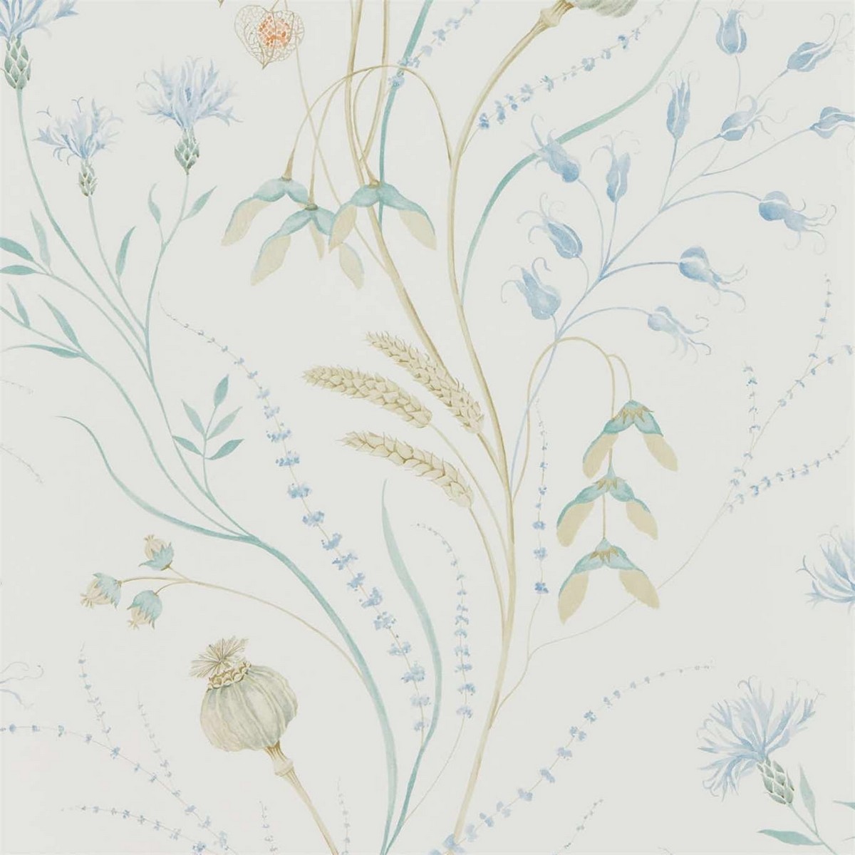 Summer Harvest Cornflower/Wheat Fabric by Sanderson