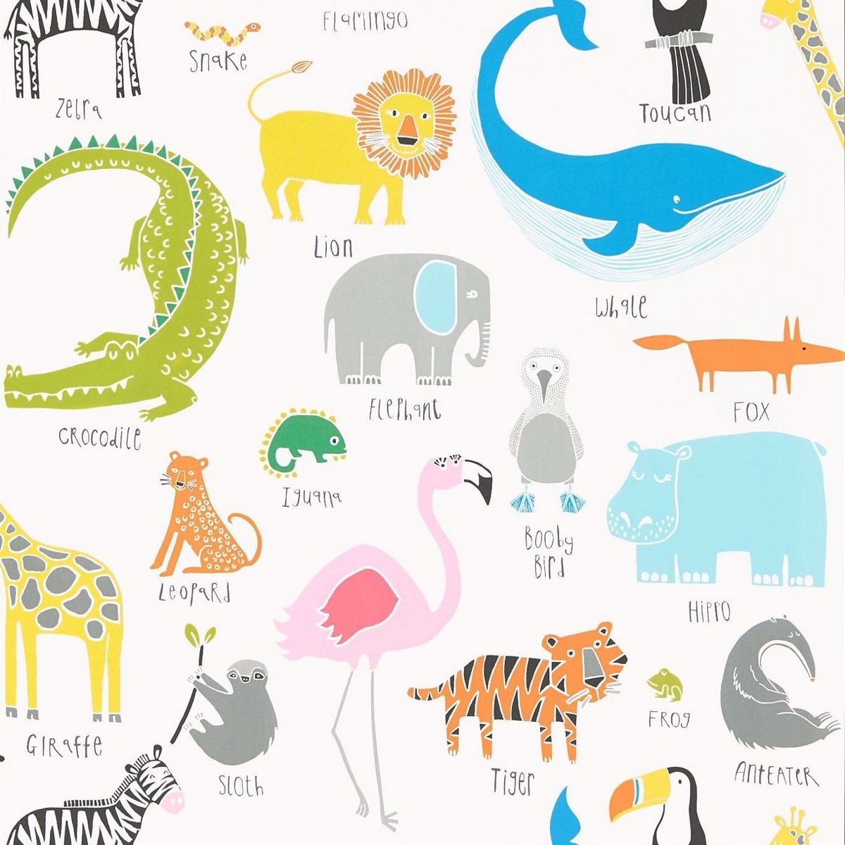 Animal Magic Tutti Frutti/Chalk Fabric by Scion